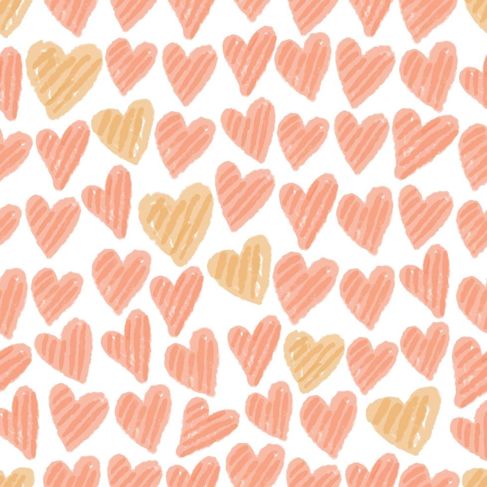 seamless valentine day pattern background with habd draw heart row, valentine card vector