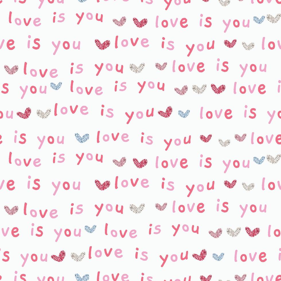 seamless valentine pattern background with heart and words , love is you vector