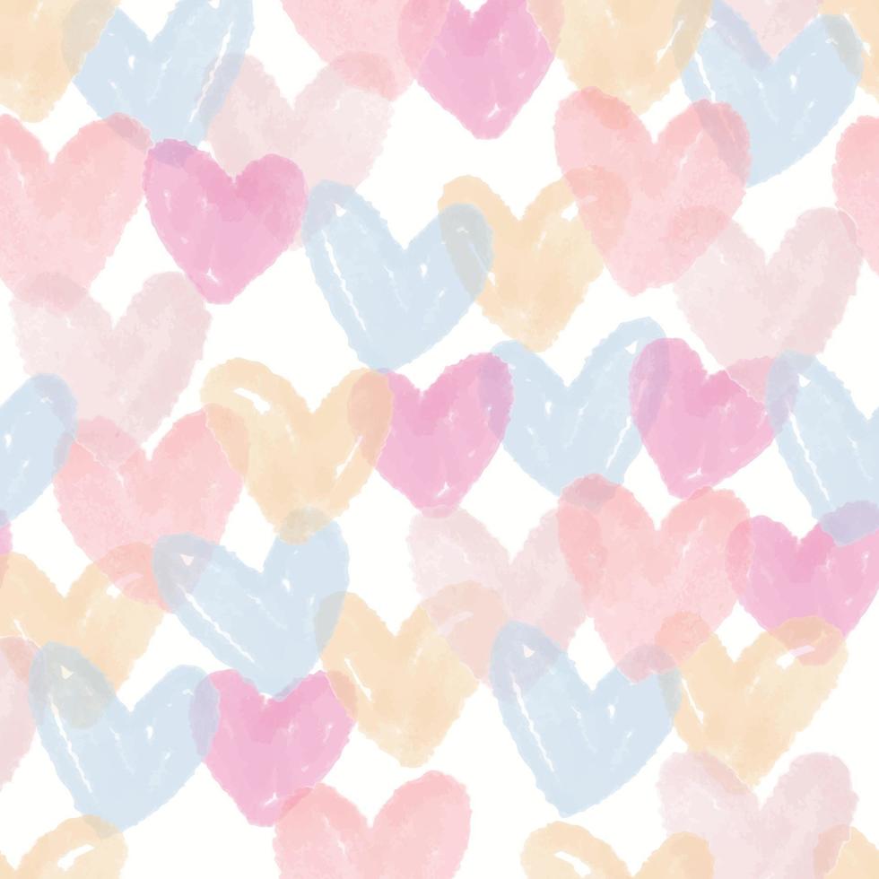 seamless cute valentine day pattern background with watercolour heart shape , valentine card vector