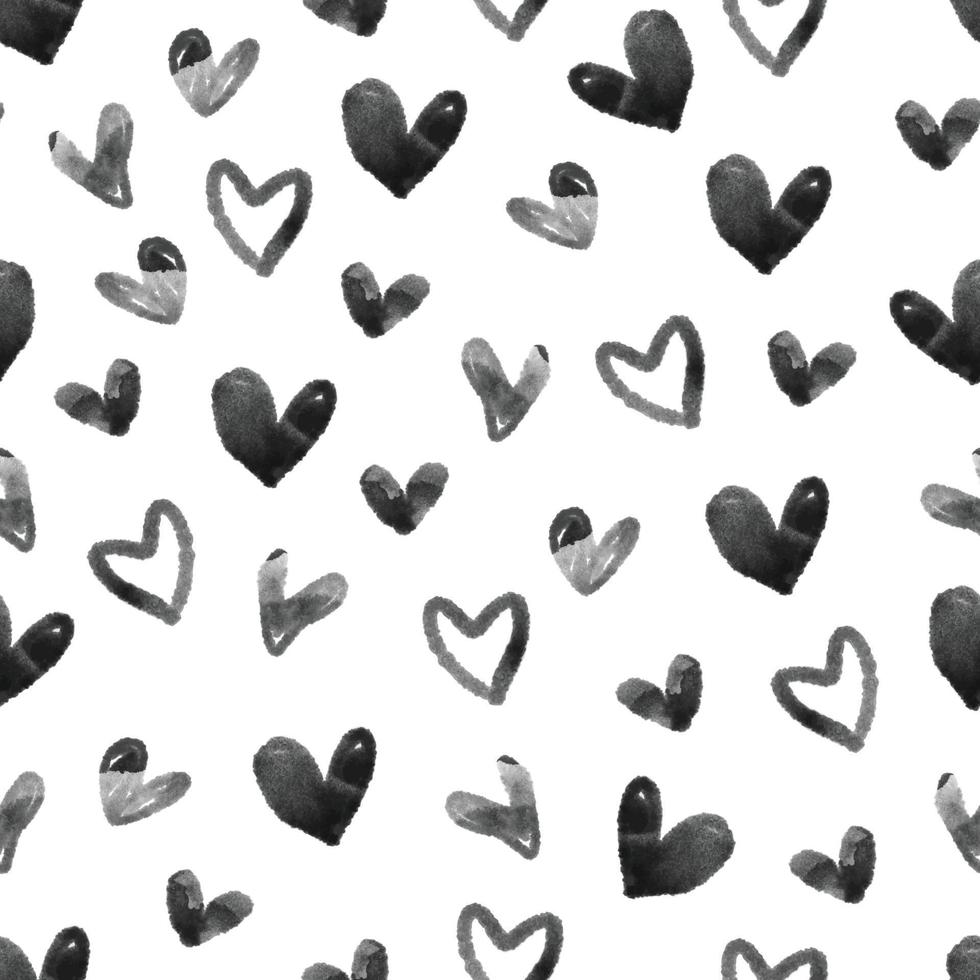 patrón de forma de corazón negro simple y transparente sobre fondo blanco, patrón de niños vector