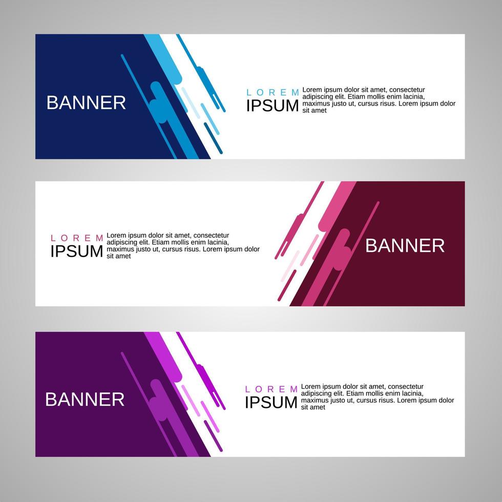 Vector abstract web banner design template. Collection of web banner templates. Abstract geometric web design banner template isolated on gray background. Header, Web Design Elements landing page.