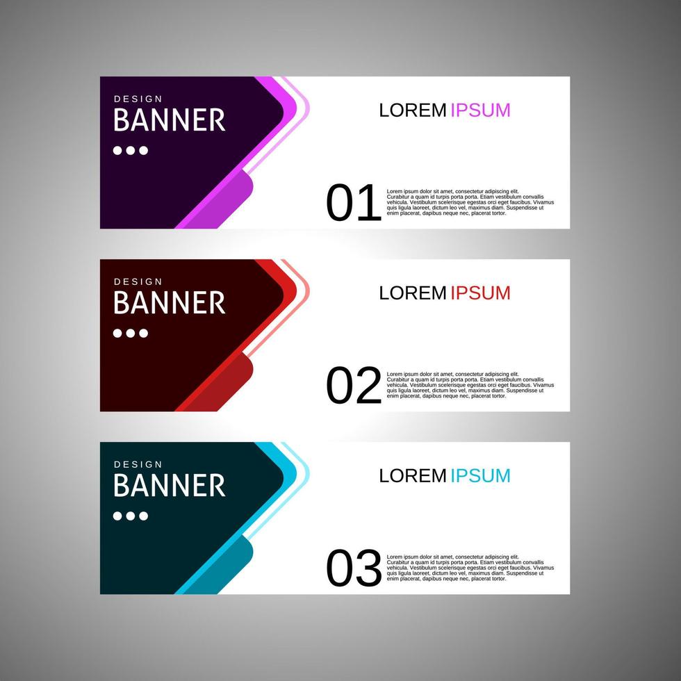 plantilla de banner de negocios corporativos abstractos, diseño de banner de negocios de publicidad horizontal conjunto de diseño plano, plantilla de fondo de encabezado abstracto geométrico limpio para diseño de sitio web, vector