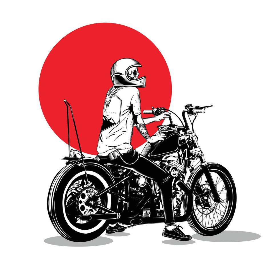 CHOOPER MOTORCYCLE ILLUSTARION WITH A WHTE BACKGROUND vector