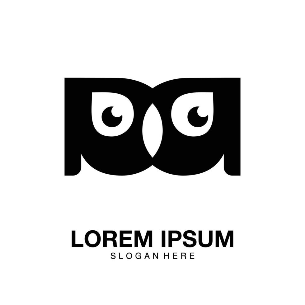 Logo little owl minimalist icon vector symbol flat design