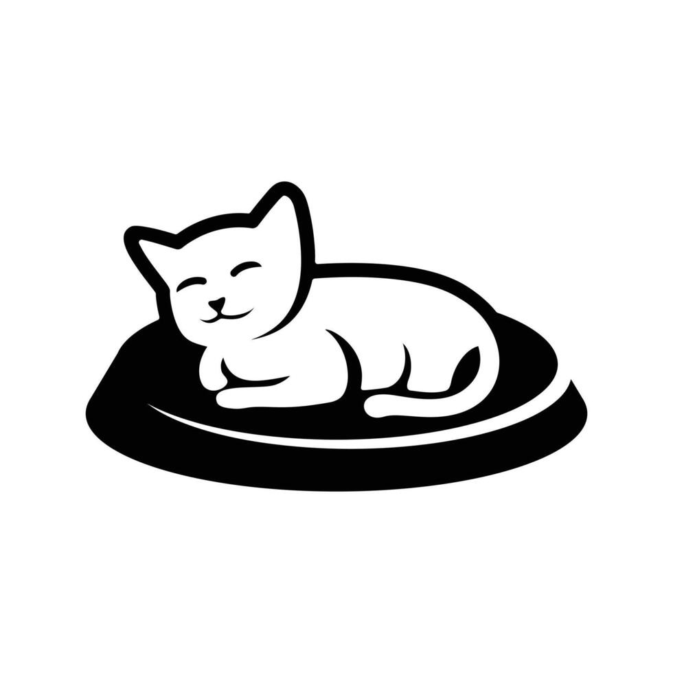 logotipo pequeño gatito minimalista icono vector símbolo diseño plano