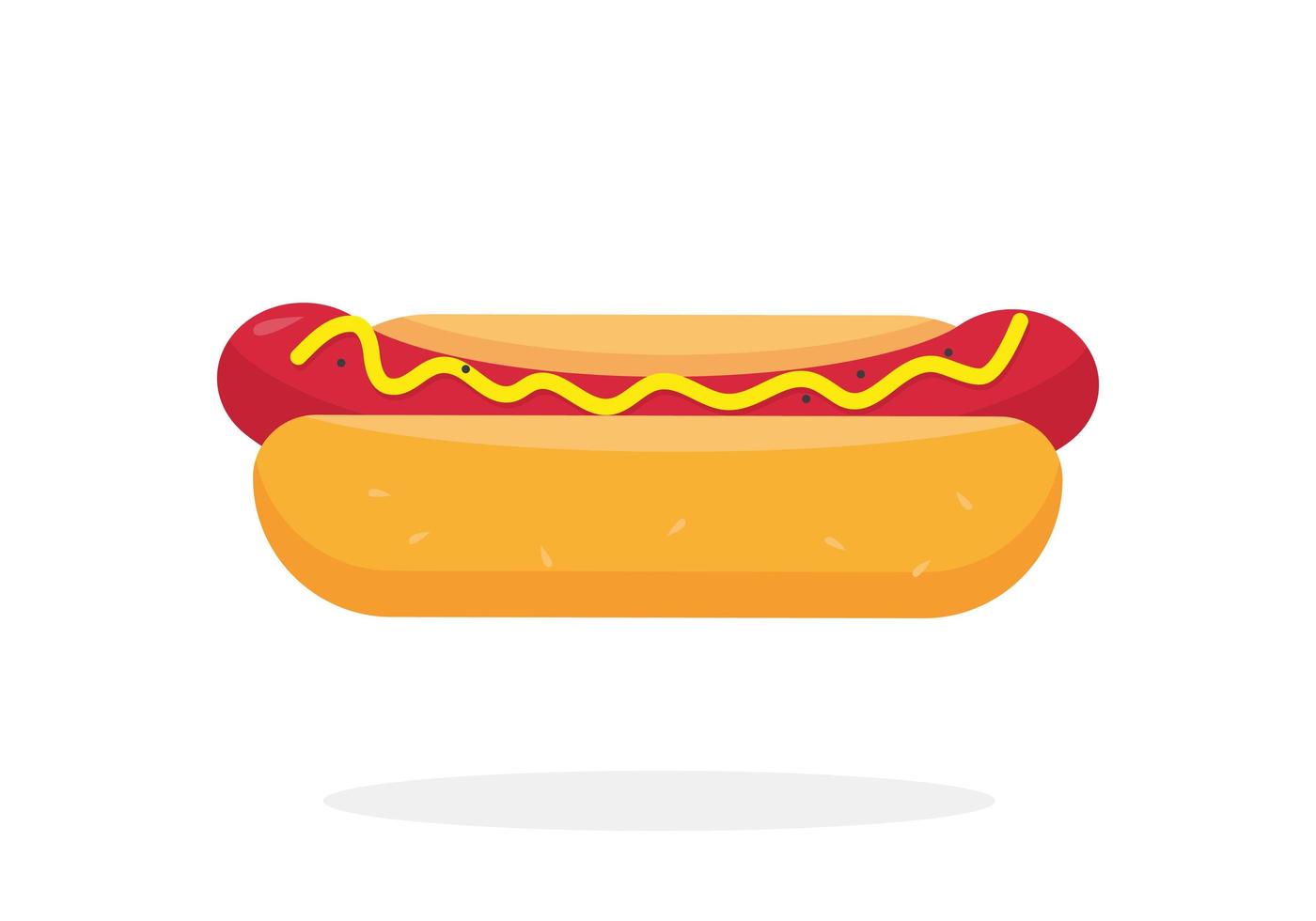 Classic hotdog Flat vector illustration.