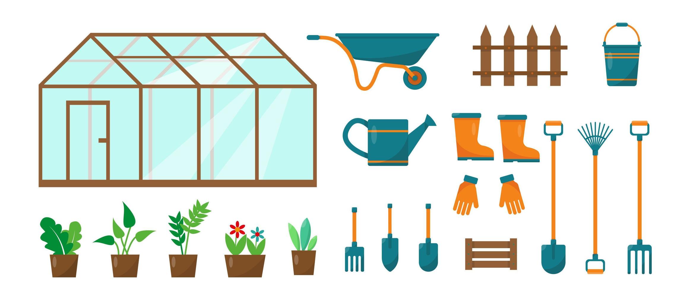 conjunto de iconos de jardinería o agricultura vector