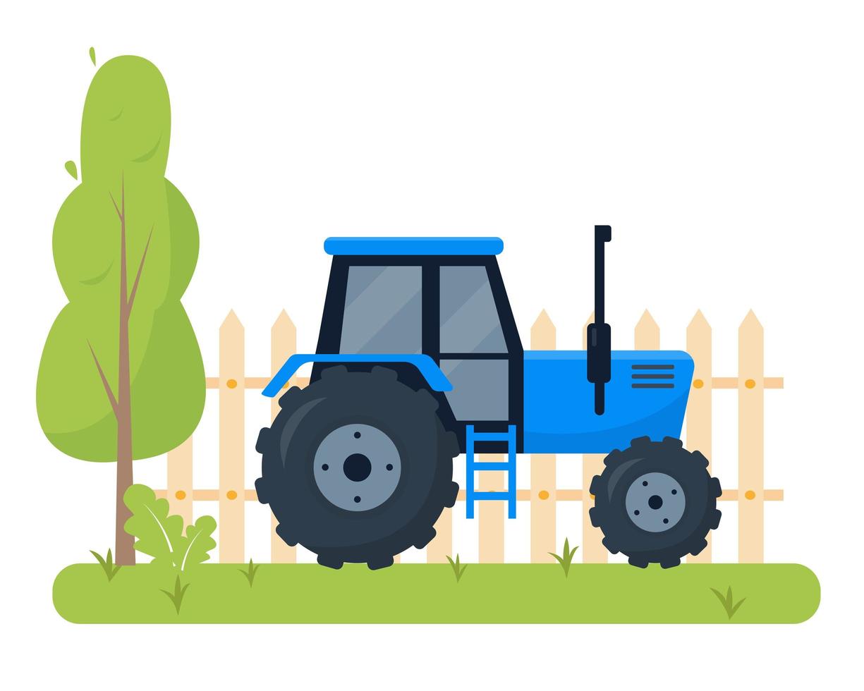 Farm tractor. Agricultural machinery for farmers work. vector