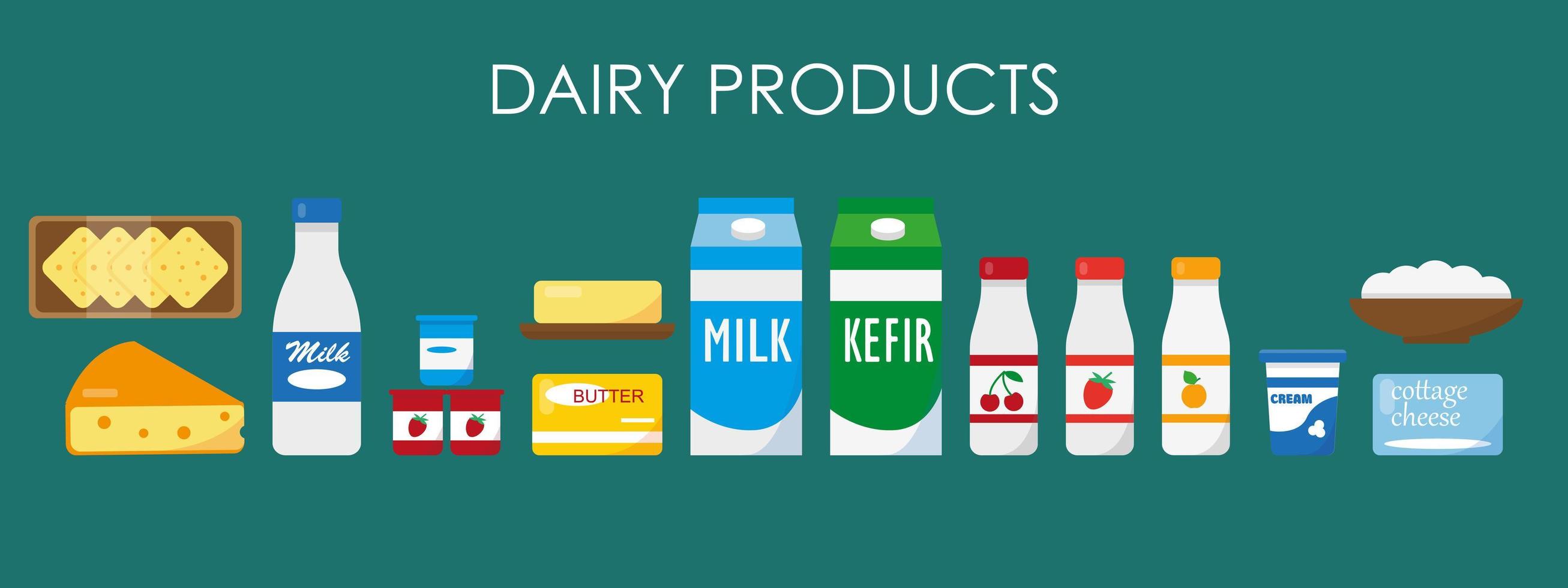 Set of dairy products. Vector illustration.