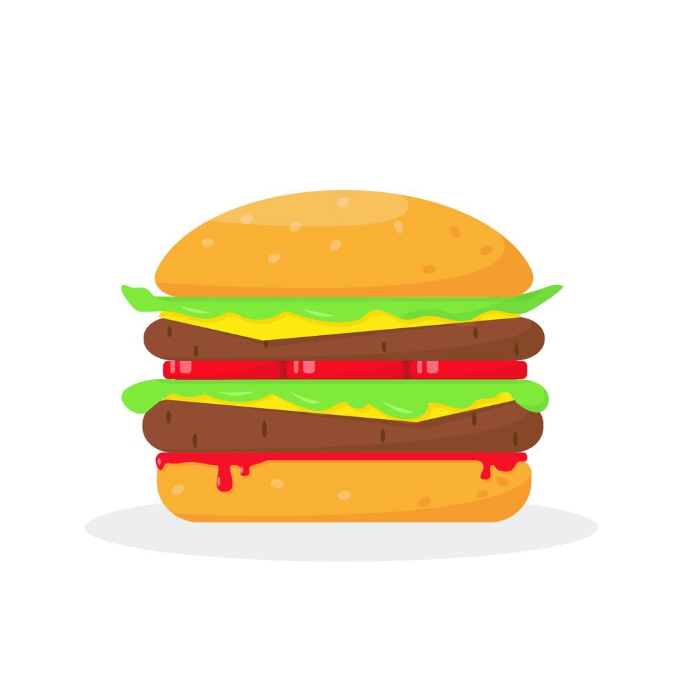Big hamburger vector illustration on white background.