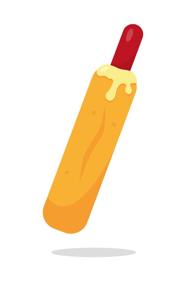 French hotdog with sausage and mayonnaise. vector