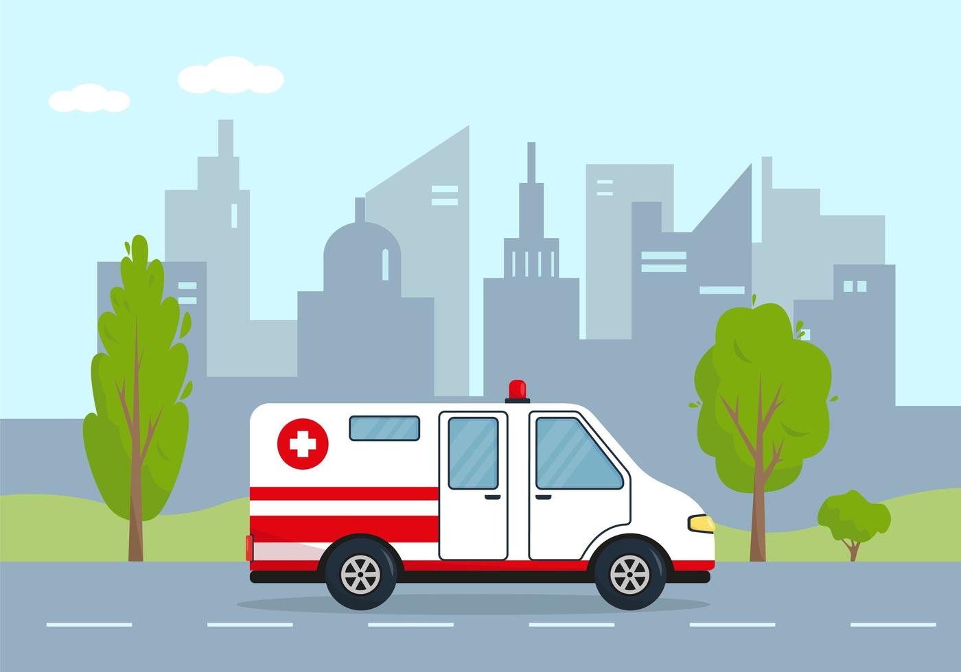 Ambulance car in city. Medical vehicle. vector