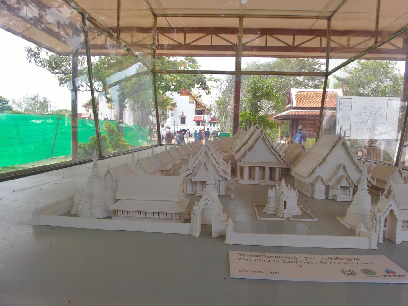 AYUTTHAYA THAILAND01 MARCH 2019Architectural model Wat Phra Sri Sanphet Temple The sacred temple is the most sacred temple of the Grand Palace in the old capital of Thailand Ayutthaya. photo