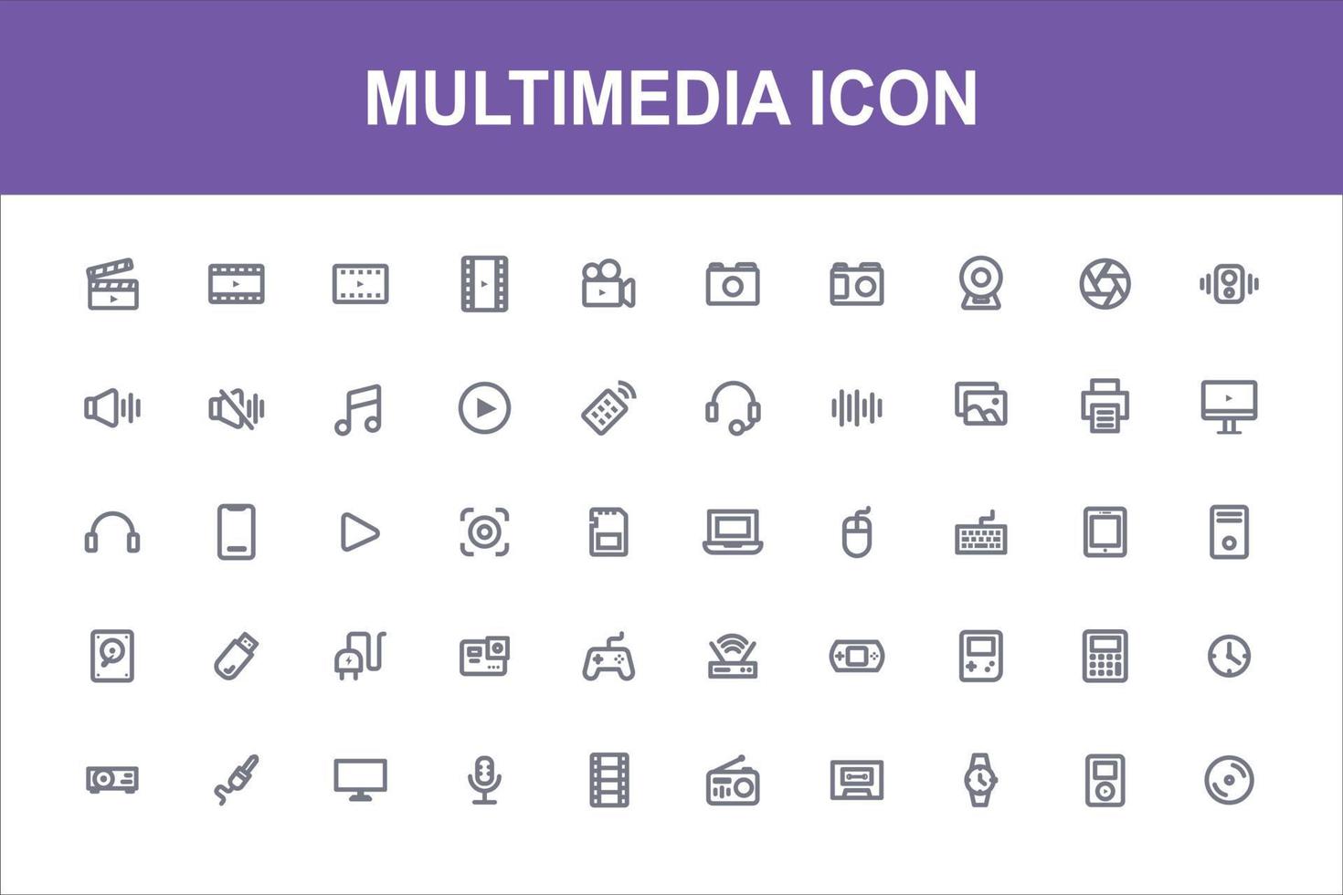 multimedia set of app icon symbols vector