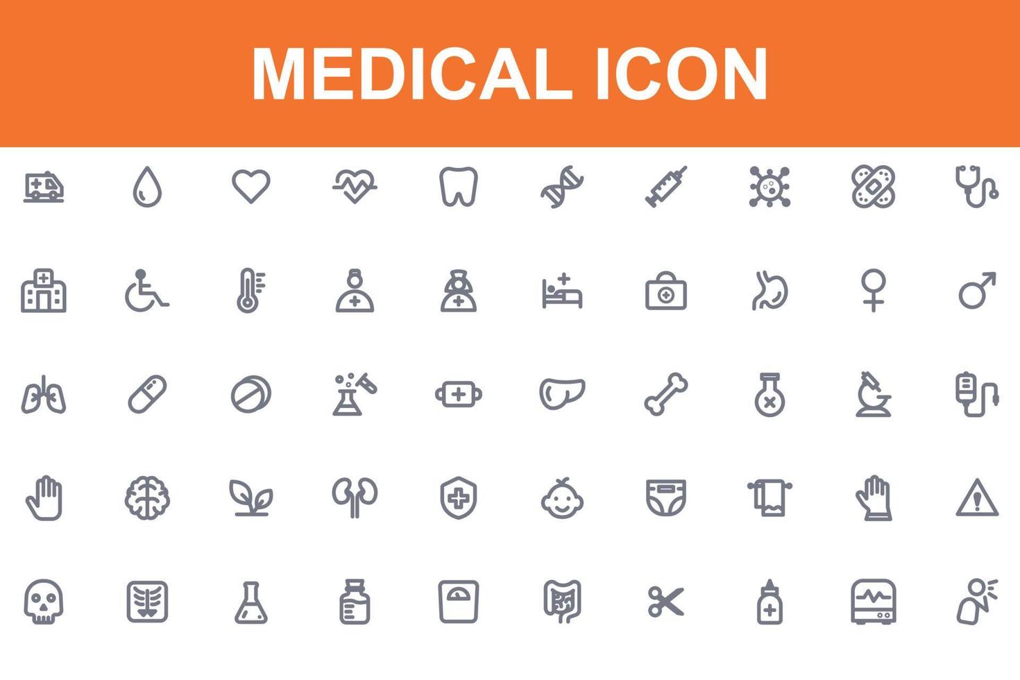 set pack medical app icon symbol vector