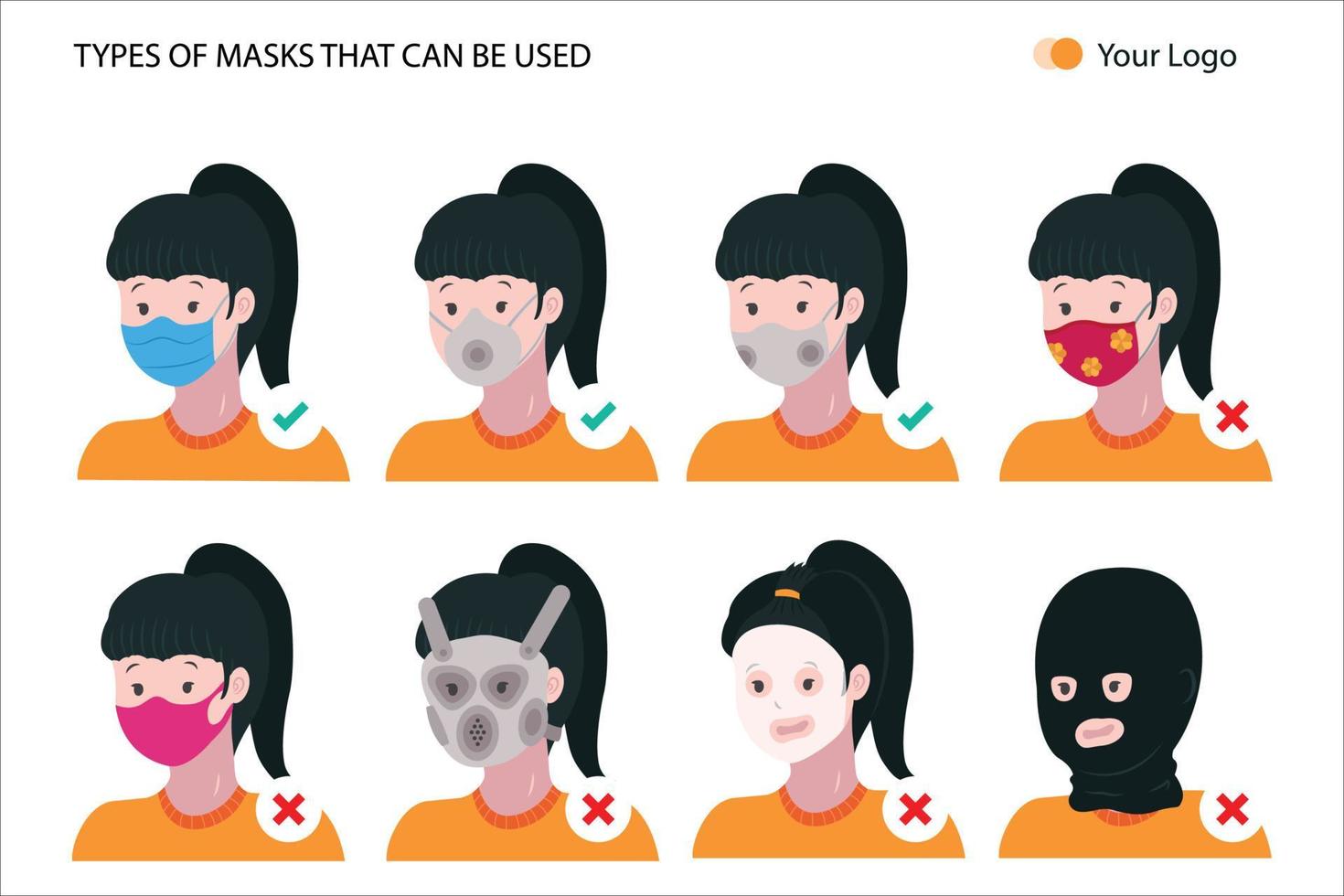 establecer pack ilustración tipos de máscaras vector
