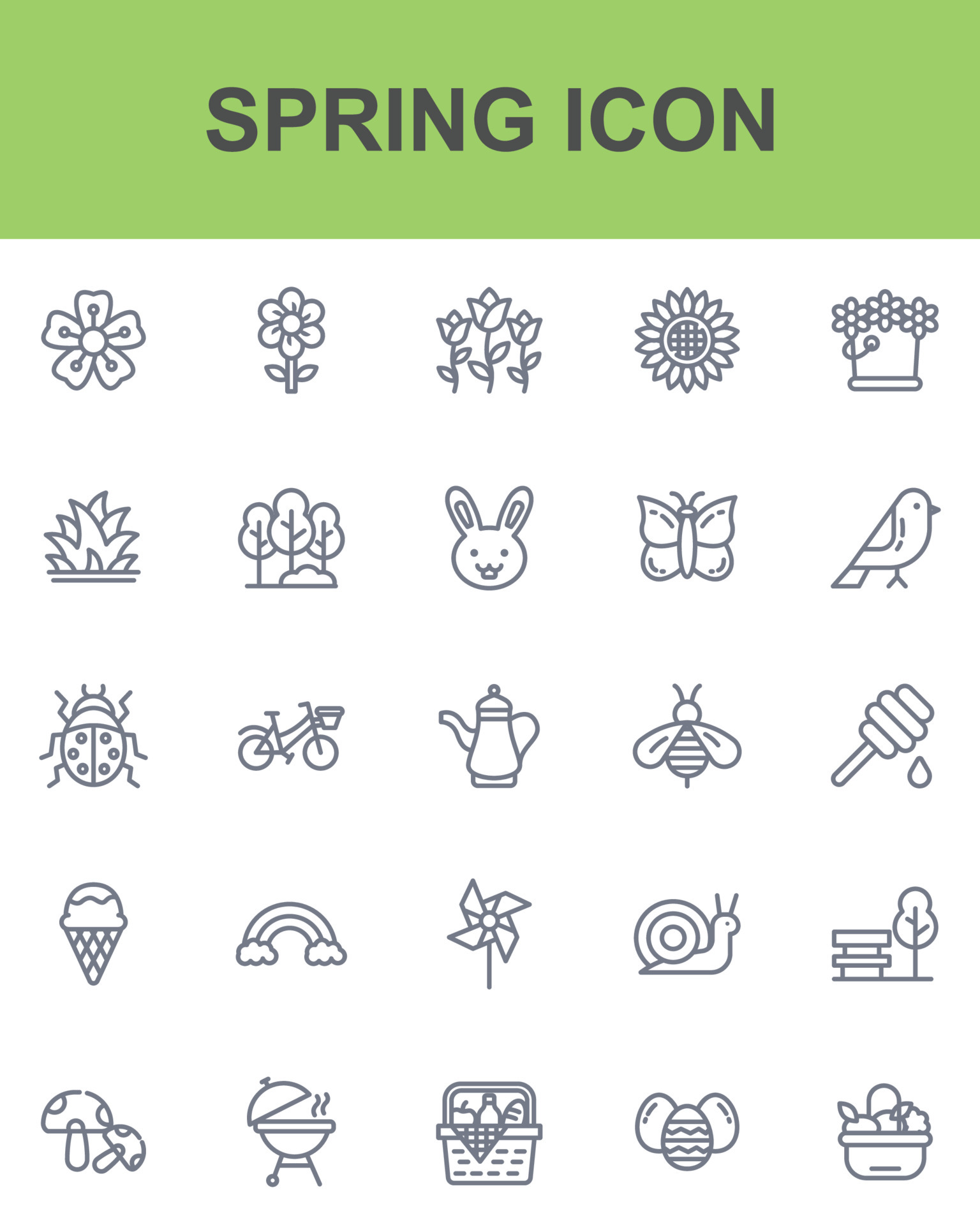 spring icon set pack bundle 5338189 Vector Art at Vecteezy