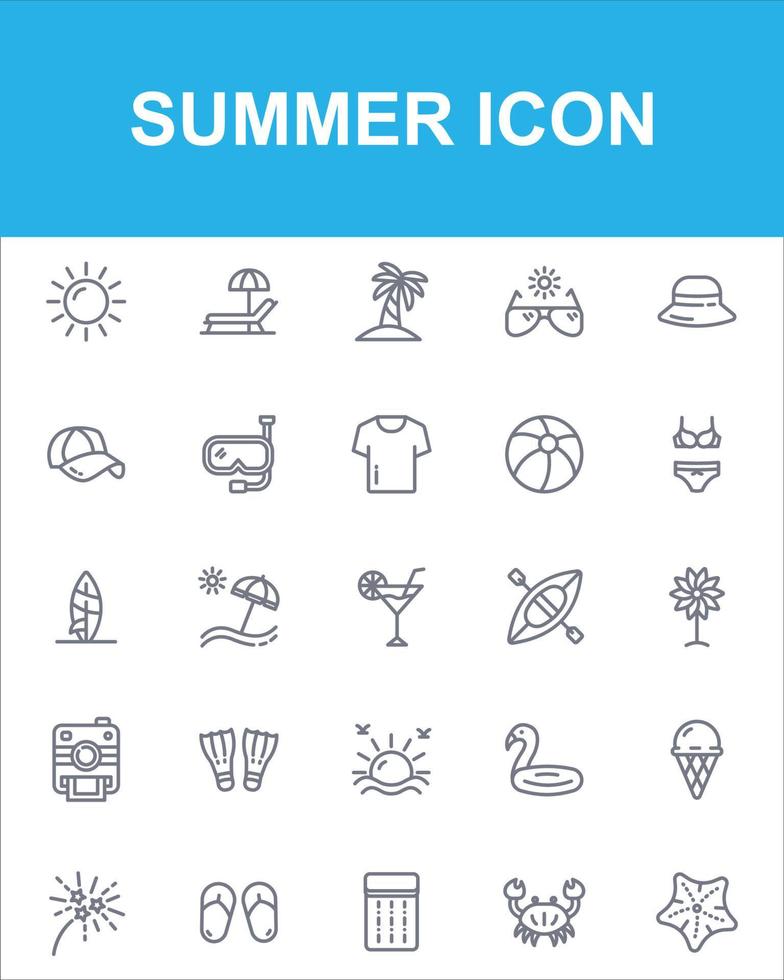 summer icon set pack bundle vector