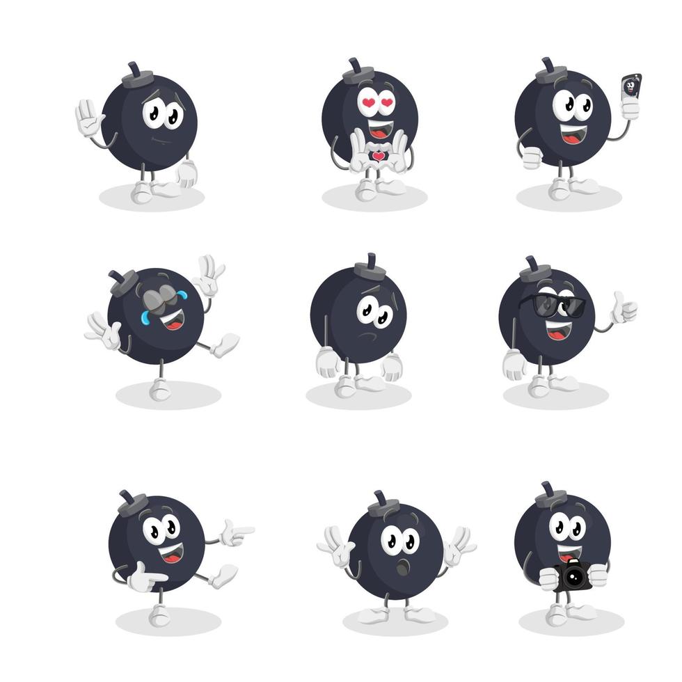 bomb cartoon character illustration mascot set bundle vector