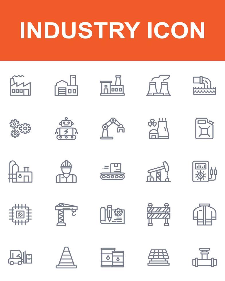 paquete de paquete de conjunto de iconos de 20 industrias vector