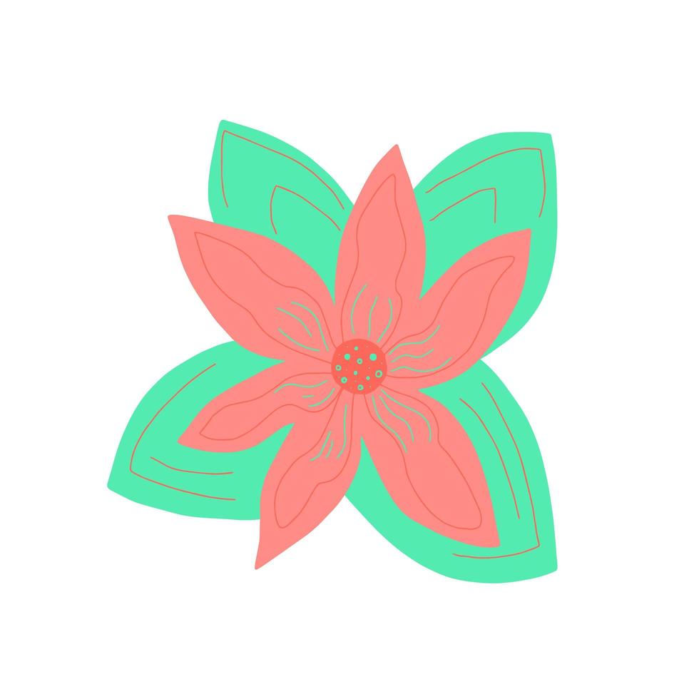 ilustración vectorial de flor de nochebuena para decoración navideña, garabato vector