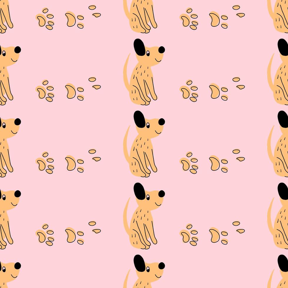 Seamless vector pattern with cute dogs for typography poster, card, label, brochure, flyer, page, banner design. Vector illustration.
