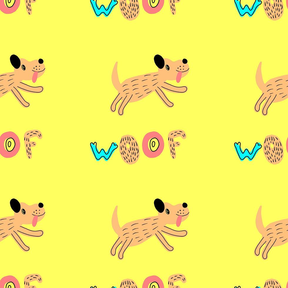 Seamless vector pattern with cute dogs for typography poster, card, label, brochure, flyer, page, banner design. Vector illustration.