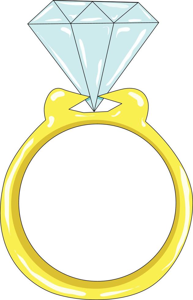 Gold ring with diamond vector