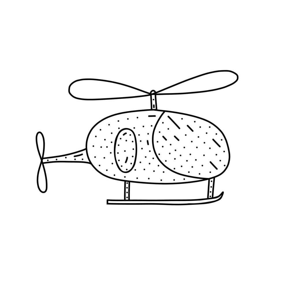 icono de helicóptero dibujado a mano en estilo garabato. icono de vector de helicóptero de dibujos animados para diseño web aislado sobre fondo blanco.