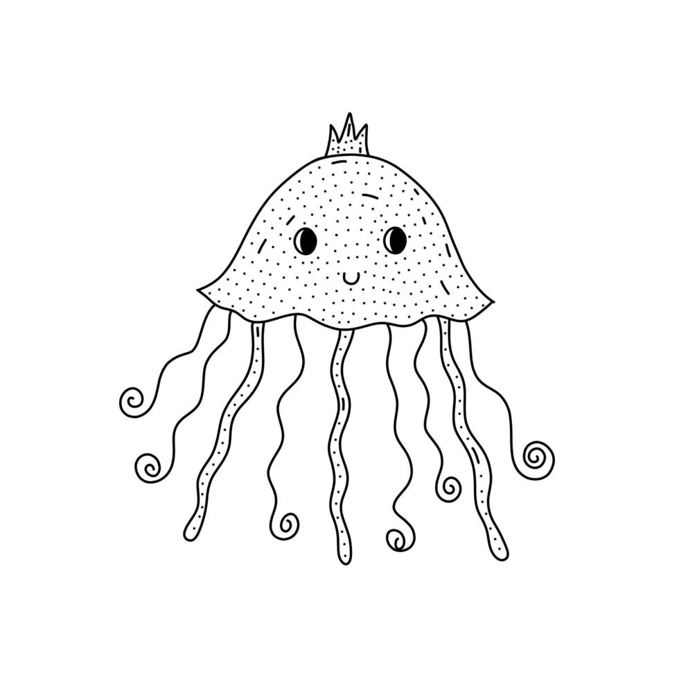 Hand drawn Jellyfish icon in doodle style. Cartoon Jellyfish vector icon for web design isolated on white background.