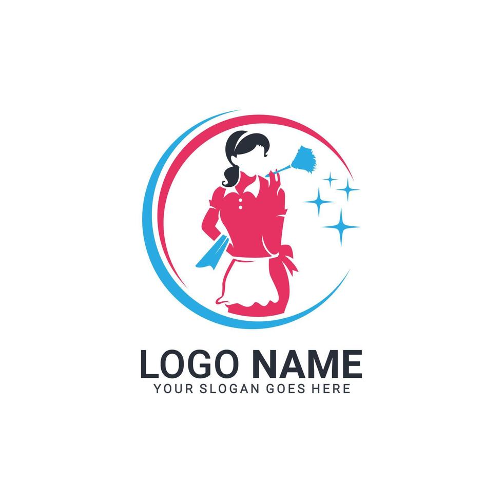 Women cleaning services logo. Modern editable logo vector