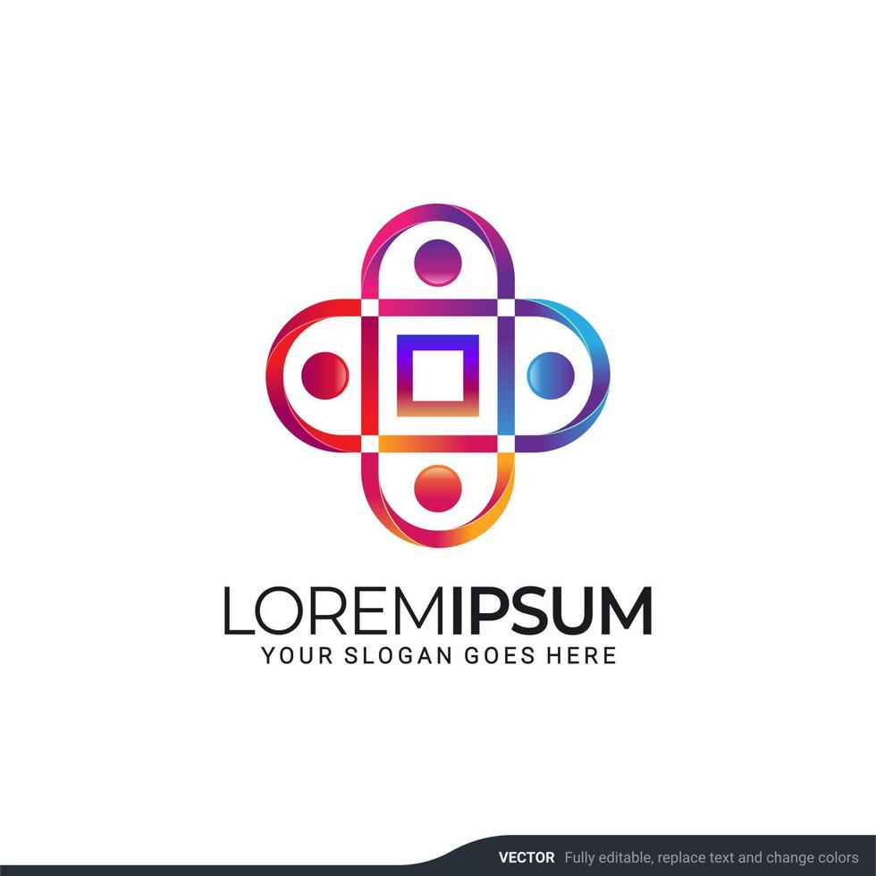 Modern people logo gather with abstract style. Vector illustration.