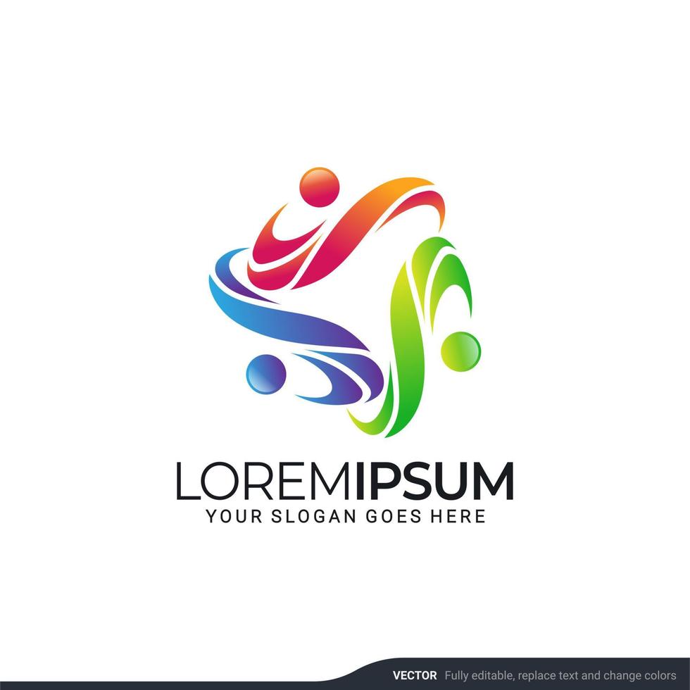 Modern people logo gather with abstract style. Vector illustration.