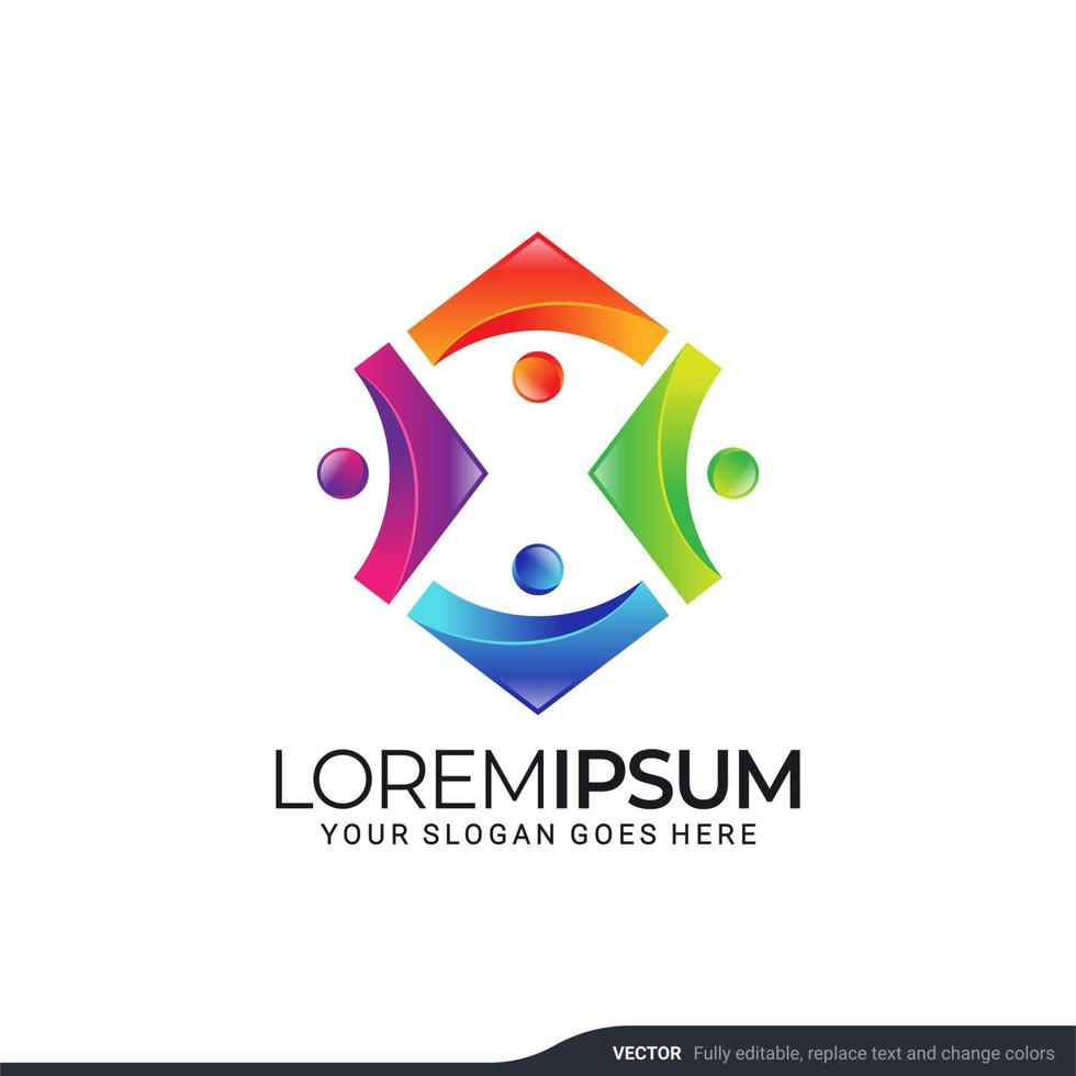 Modern people logo gather with abstract style. Vector illustration.