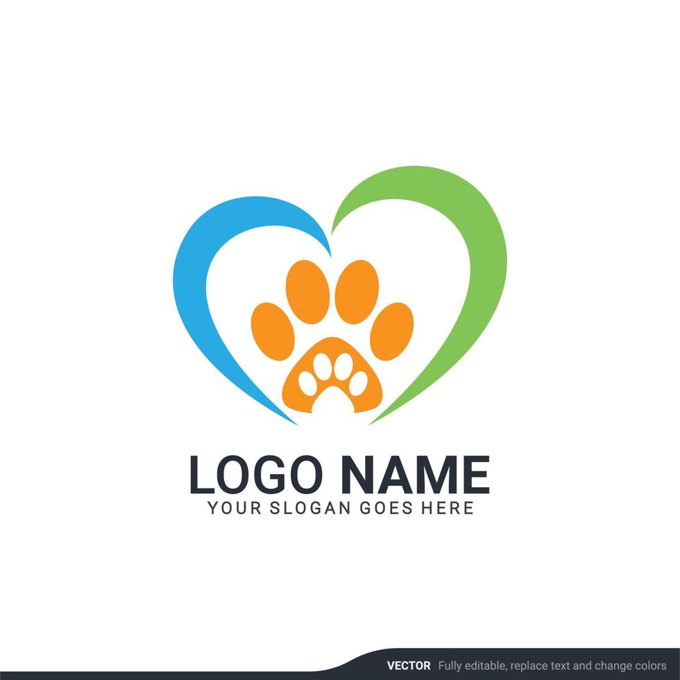 diseño de logotipo de cuidado de mascotas. diseño moderno de logotipo editable vector