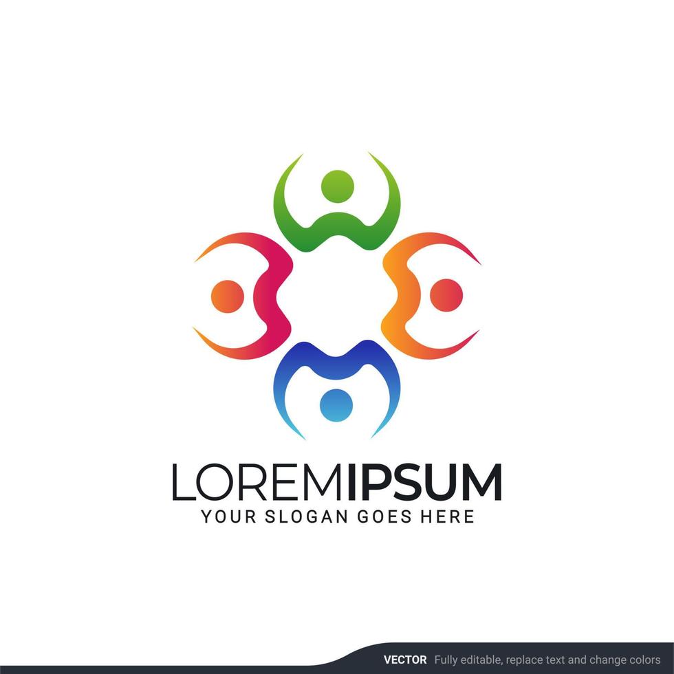 Modern people logo gather with abstract style. Vector illustration.