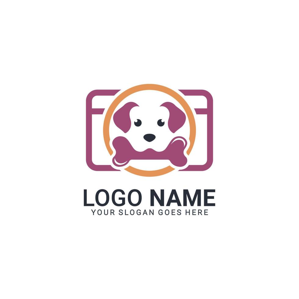 Doggy and Camera Shape Combination Logo Design. vector