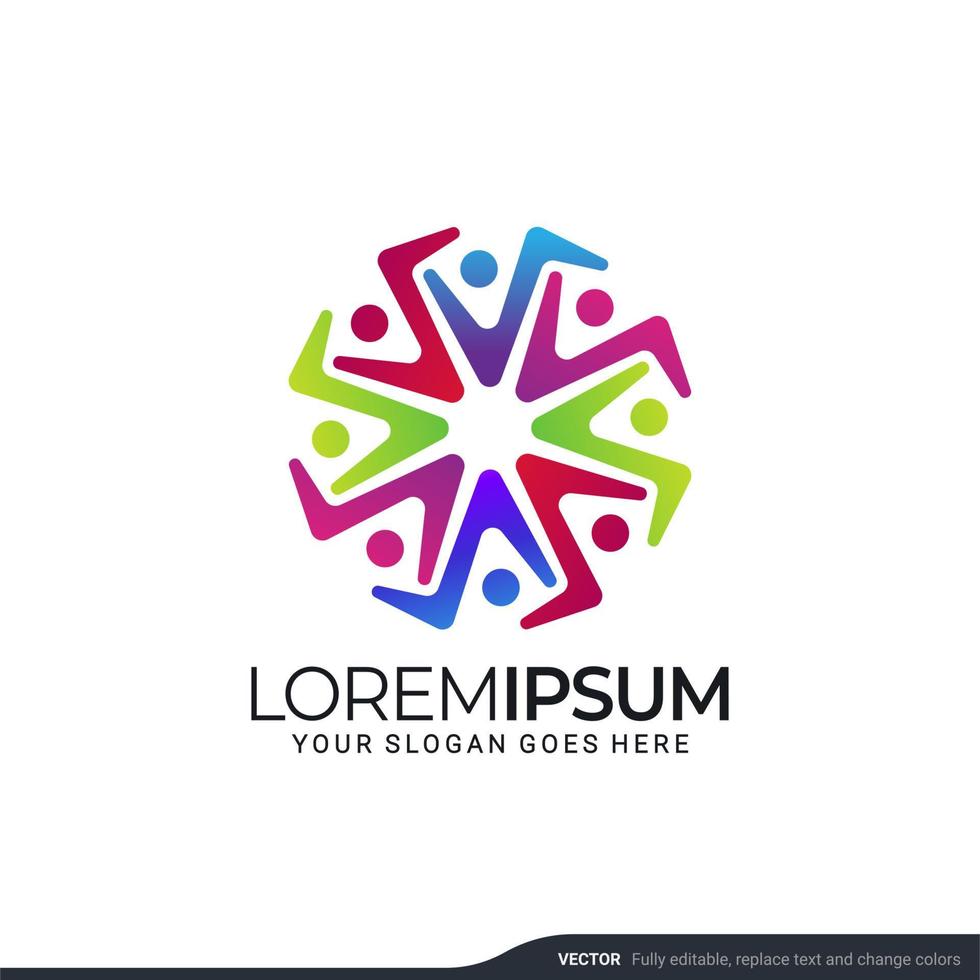 Modern people logo gather with abstract style. Vector illustration.