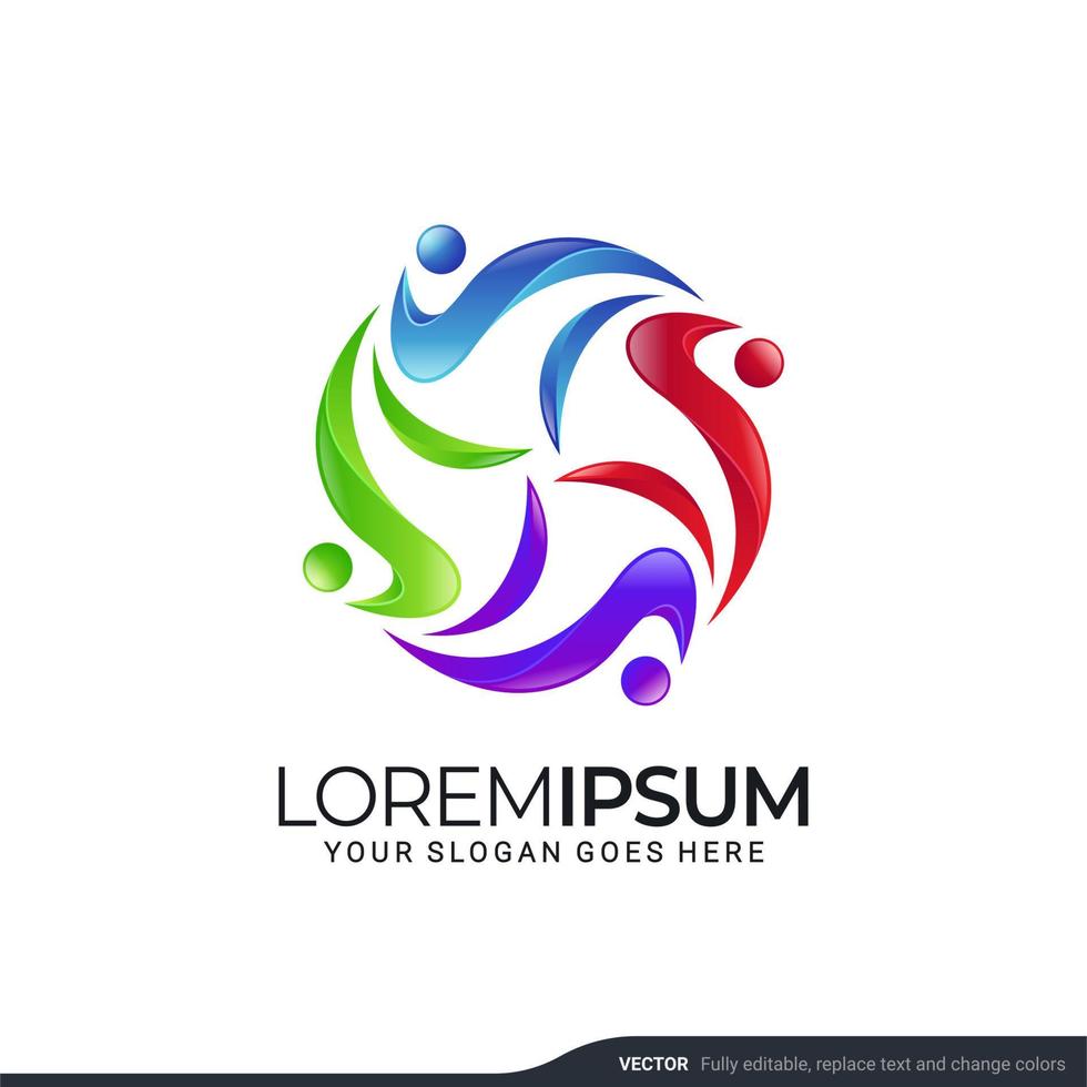 Modern people logo gather with abstract style. Vector illustration.