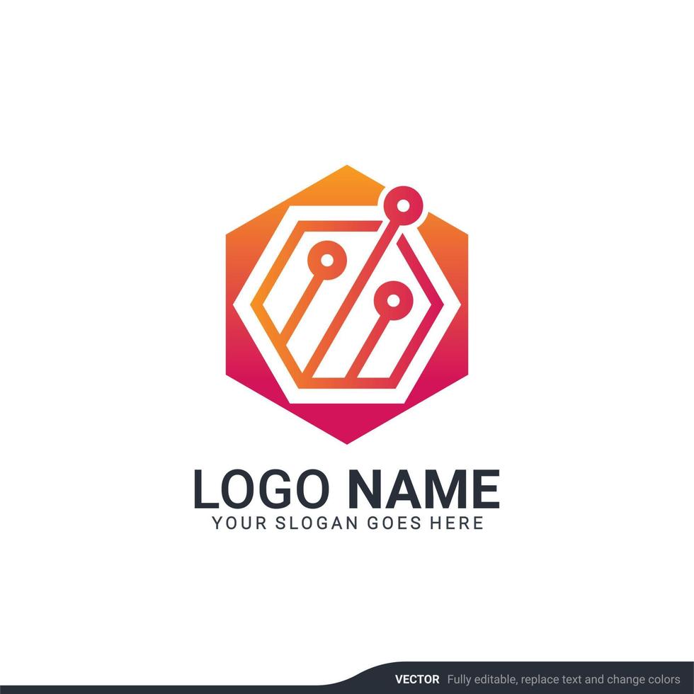 Creative abstract digital technology symbol logo design. Editable vector illustration logo design