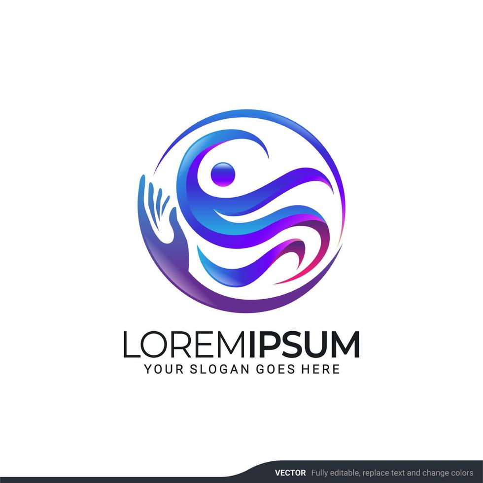 Modern people logo gather with abstract style. Vector illustration.