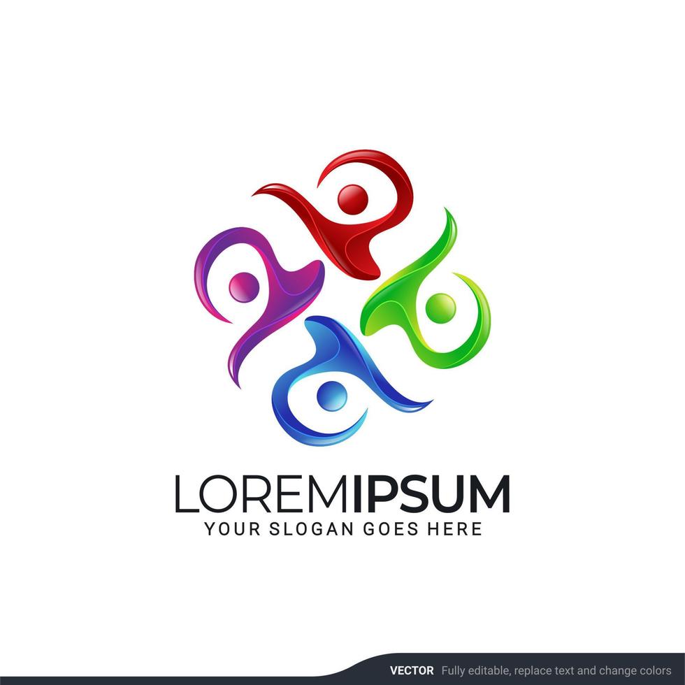 Modern people logo gather with abstract style. Vector illustration.
