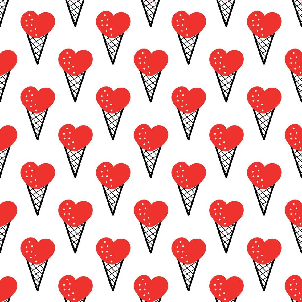 Seamless pattern with ice cream in a cone. vector