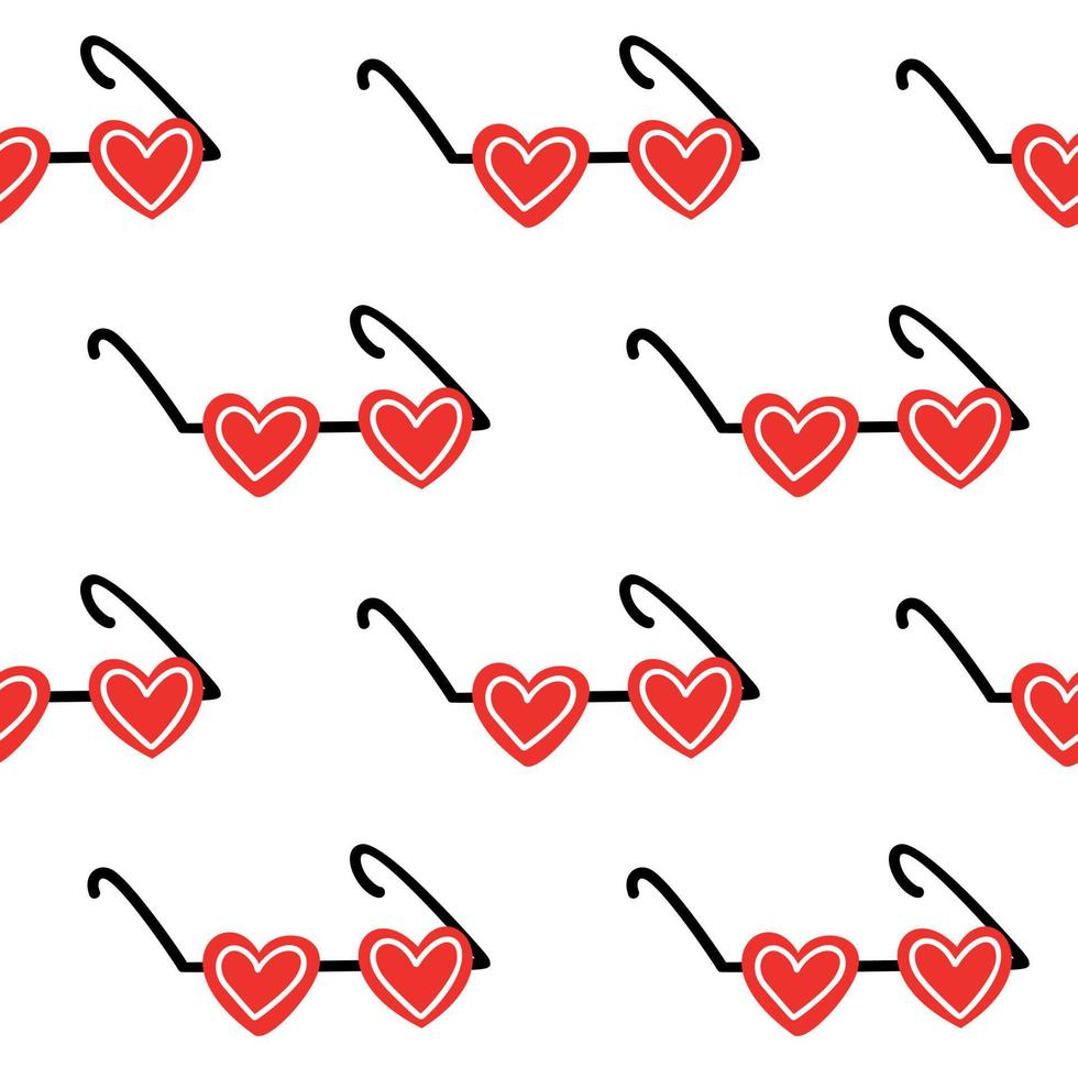Seamless background with heart-shaped glasses vector