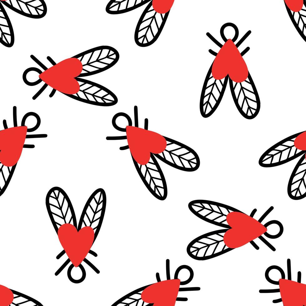 Seamless pattern with flies. Vector illustration