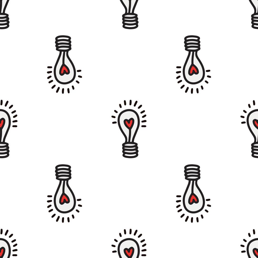 Seamless pattern with light bulbs with a heart vector