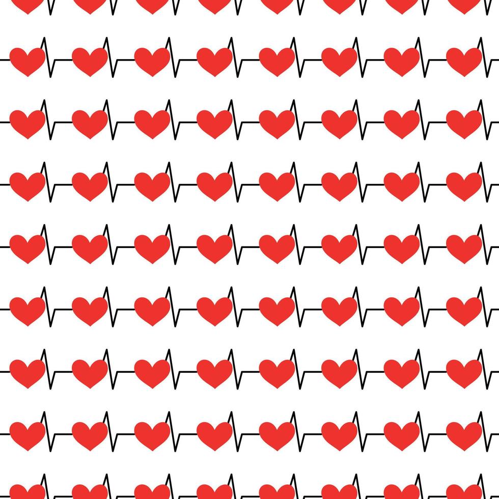 Seamless pattern with heartbeat symbol vector