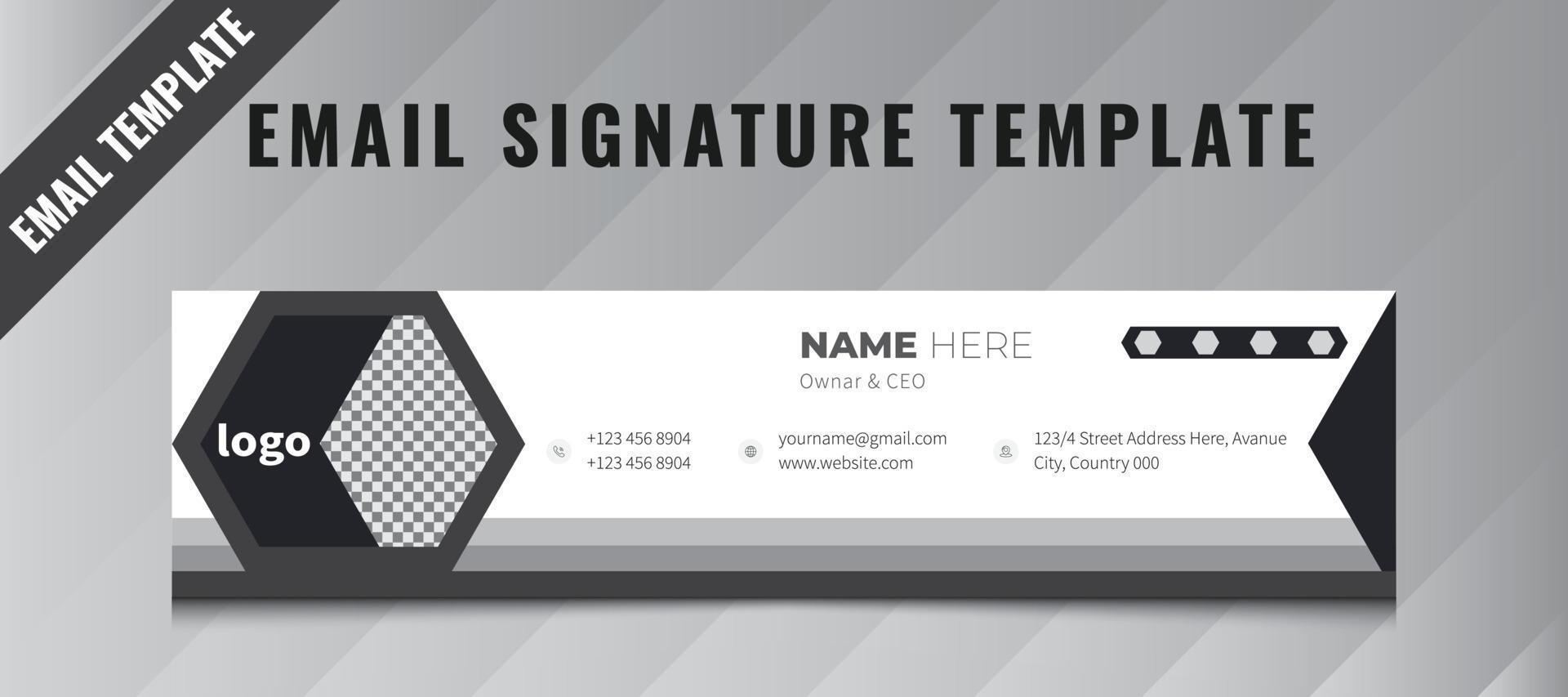 Dark email signature template or email footer and personal social media cover design, Corporate business email signature templates or email footer and personal social media cover design Premium. vector