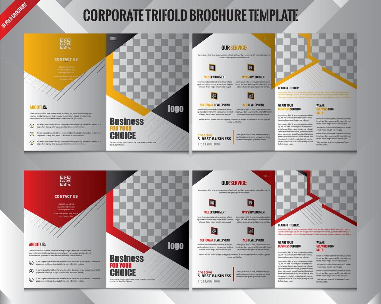 Corporate Bifold Brochure Template, Brochure Template Design, Conference Bifold Brochure, Vertical or Bifold Brochure Mock-Up 2, Pages business brochure template Premium Vector. vector