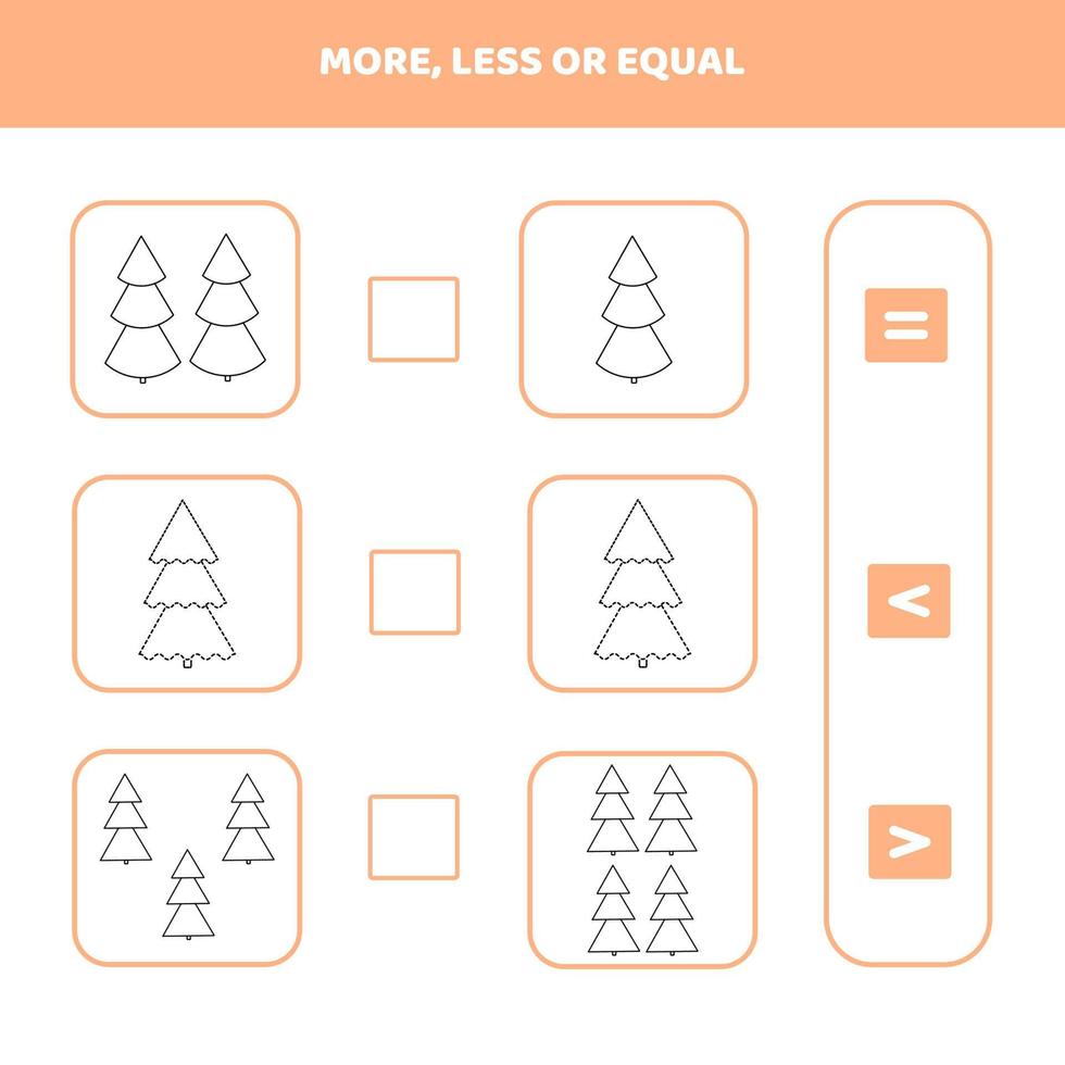 More.Less.Equal.Educational game for kids. vector